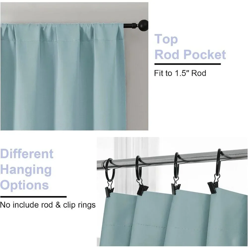 Simplebrand Blackout Curtains Aqua 40x45 2 Panels Thermal Insulated NIP